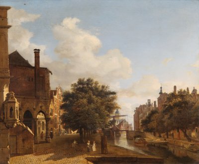 Architectural Fantasy, se Staroměstskou radnicí, Amsterdam c.1667-72 (olej na dubovém panelu) od Jan van der Heyden