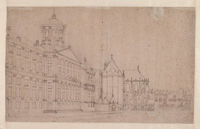Náměstí Dam s Novou radnicí od Jan van der Heyden