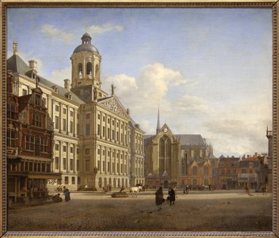 Přehrada s novou radnicí v Amsterdamu od Jan van der Heyden