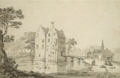 Hrad Zuylenburgh (Slot Zuylen) (pero a tužka na papíře) od Jan van der Heyden