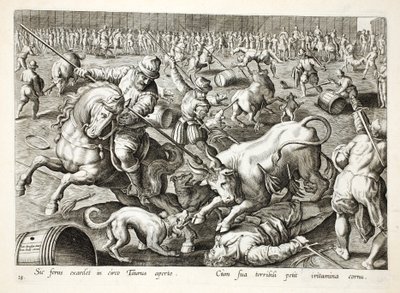 Hromadná korida v ohradě, ilustrace z 