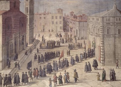 Festival pocty na Piazza del Duomo, Florencie, 1555 od Jan van der Straet