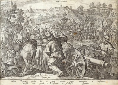 Bitva u Mons Regionis, deska z "Dějin Medicejských", vyryl Philip Galle (1537-1612), asi 1583 od Jan van der Straet