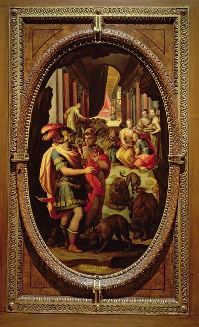 Ulysses, Merkur a Circe, 1570 (olej na břidlici) od Jan van der Straet