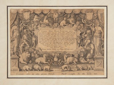 Věnující stránka souboru "Vítězství a triumf rodiny Medici" od Jan van der Straet, called Stradanus