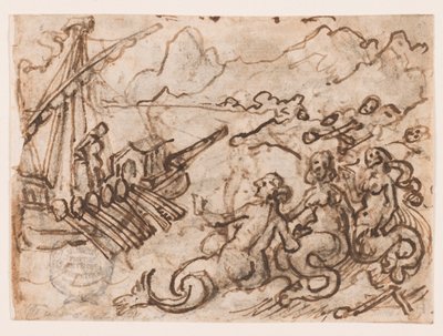 Strana skicáku: Ulysses míjí Sirény (recto); Ulysses v podsvětí (verze) od Jan van der Straet, called Stradanus