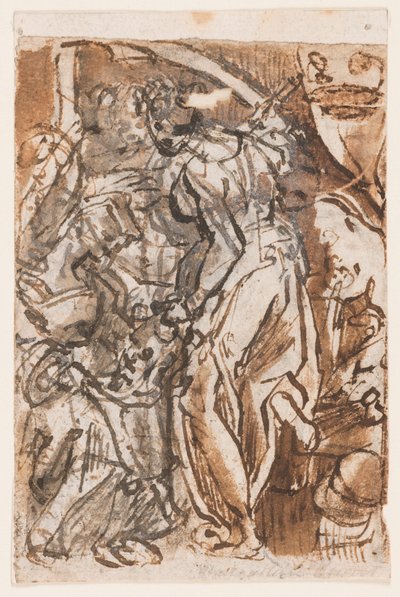 Recto: Judith s hlavou Holoferna; Verso: Předběžný návrh pro titulní štítek ze série Seven Planets od Jan van der Straet, called Stradanus