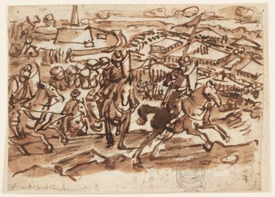 Ústup Turků po obléhání Vídně v roce 1529 od Jan van der Straet, called Stradanus