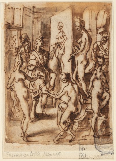 Zeuxis maluje Helenu od Jan van der Straet, called Stradanus