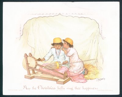 Viktoriánské vánoční přání se dvěma mladými chlapci (chromolitho) od Jane M. Dealy