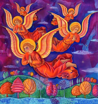Andělé, 1999, (inkoust a kvaš) od Jane Tattersfield