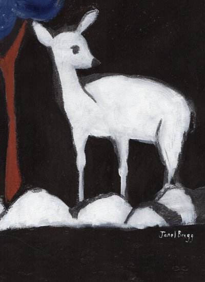 Jelen z Washingtonova parku II, cca 2017 (uhel, gesso a kasein na papíře) od Janel Bragg