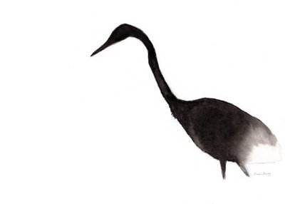 Volavka tuší, cca 2020 (tuš na papíře) od Janel Bragg