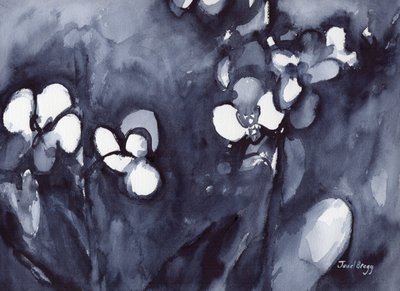 Orchidej v indigu, cca 2017 (akvarel na papíře) od Janel Bragg