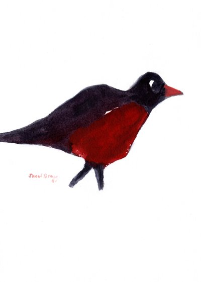 Robin Red Breast Hunting, 2023 (akvarel na papíře) od Janel Bragg