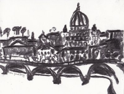 Bazilika svatého Petra Řím, cca 2014 (uhel na papíře) od Janel Bragg