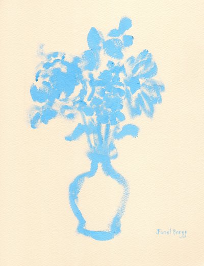 Zátiší v modré a krémové barvě, asi 2025 (akvarel na papíře) od Janel Bragg