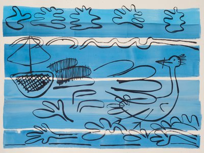 Sailing West Coast, 2015 (akvarel a inkoust) od Janet McKenzie