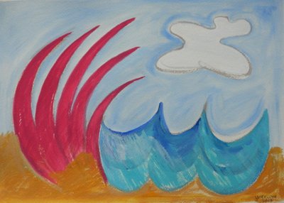 Wormiston sea, 2013 (kvaš a akvarel na papíře) od Janet McKenzie
