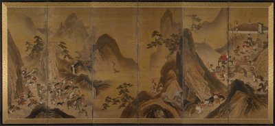 Tataři loví v horské krajině od Japan, Edo period
