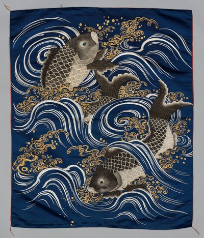 Dárkový obal (Fukusa) s kaprem ve vlnách od Japan, Meiji period