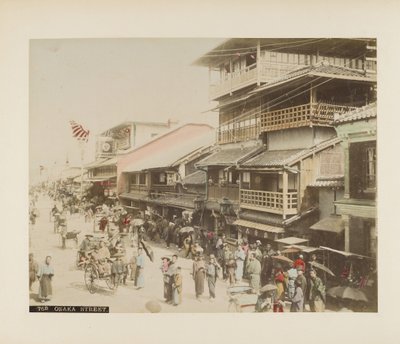 Ulice v japonské Ósace (ručně kolorovaná černobílá fotografie) od Japanese Photographer