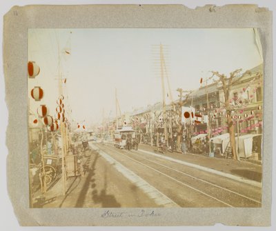 Ulice v Tokiu, Japonsko (ručně kolorovaná černobílá fotografie) od Japanese Photographer