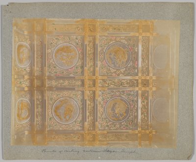Stropní panely Tōshō-gū, Nikko, Japonsko (ručně kolorovaná černobílá fotografie) od Japanese Photographer