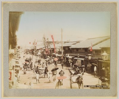 Dotonbori Street, Osaka, Japonsko (ručně kolorovaná černobílá fotografie) od Japanese Photographer