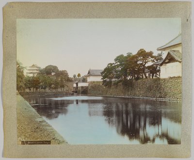 Císařský hrad, Tokio, Japonsko (ručně kolorovaná černobílá fotografie) od Japanese Photographer
