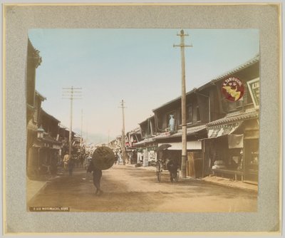Motomachi, Kobe, Japonsko (ručně kolorovaná černobílá fotografie) od Japanese Photographer