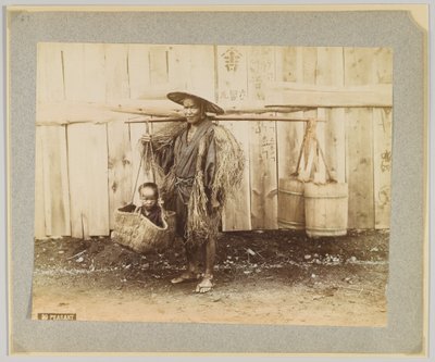 Rolník, Japonsko (ručně kolorovaná černobílá fotografie) od Japanese Photographer