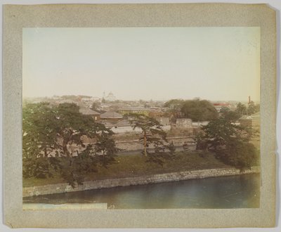 Tokio City z císařského paláce, Japonsko (ručně kolorovaná černobílá fotografie) od Japanese Photographer