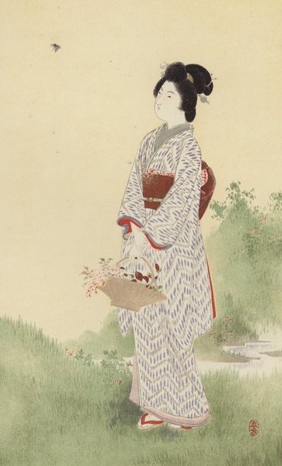 Japonská dívka (chromolitho) od Japanese School