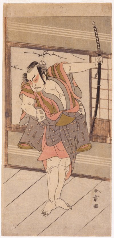 Herec s mečem (dřevěný blokový tisk) od Japanese School