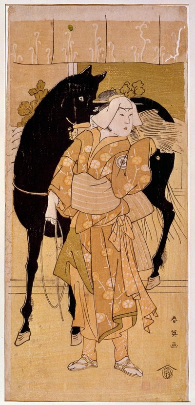 Herec předvádějící rolníka a jeho koně japonský tisk z 19. století. Paříž, Guimetovo muzeum, Národní muzeum asijského umění od Japanese School