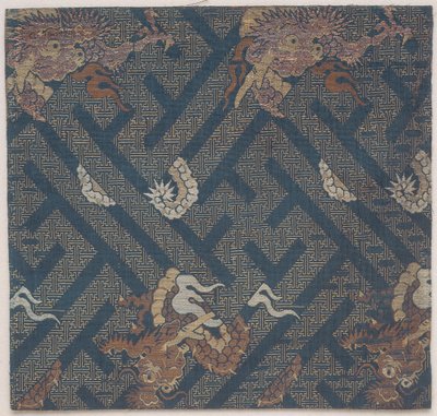Buddhistický Chrám Nábytek Fabric, Kryt Pro Sutra, Fragment od Japanese School