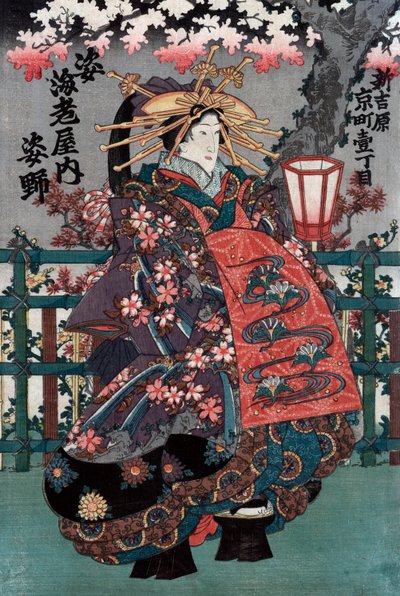 Středový panel z japonského Triptychu kurtizán od Japanese School