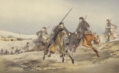 Kozáci utíkají se zraněným (chromolitho) od Japanese School