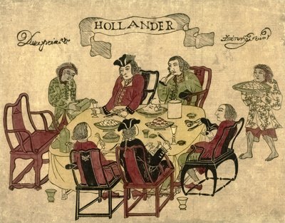 Holandští zaměstnanci VOC, kterým jávští služebníci podávali jídlo v Dešimě, 1790-1810 od Japanese School