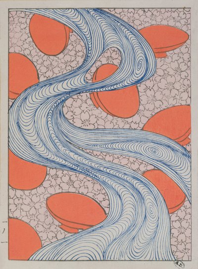 Návrh látky, konec 19. století (barevný dřevoryt) od Japanese School