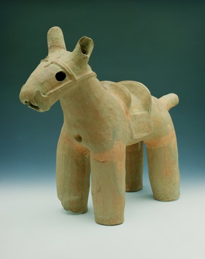 Haniwa Horse, nalezený v okolí Funuli, provincie Boshu, okres Osato, období Dolmen (kamenina) od Japanese School