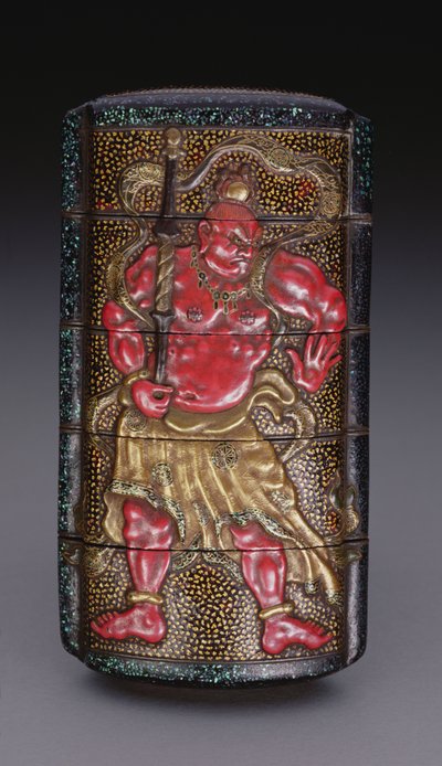 Inro zdobené Nio, období Edo (1615-1868) Japonec (lak) od Japanese School