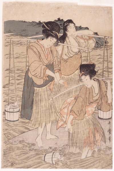 Japonské ženy (barevný dřevěný blok) od Japanese School