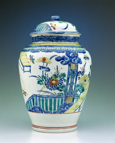 Dóza a víko zdobené smalty Kakiemon, cca 1680 (porcelán) od Japanese School