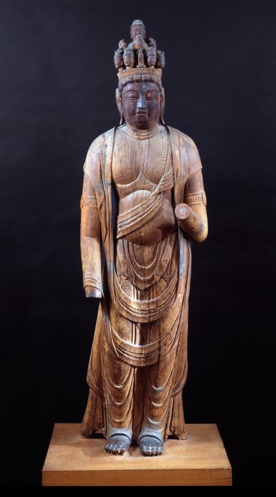 Juichimen Kannon (Jedenáctihlavý Kannon), období Heian, začátek 10. století (konstrukce z masivního dřeva se stopami polychromie) od Japanese School