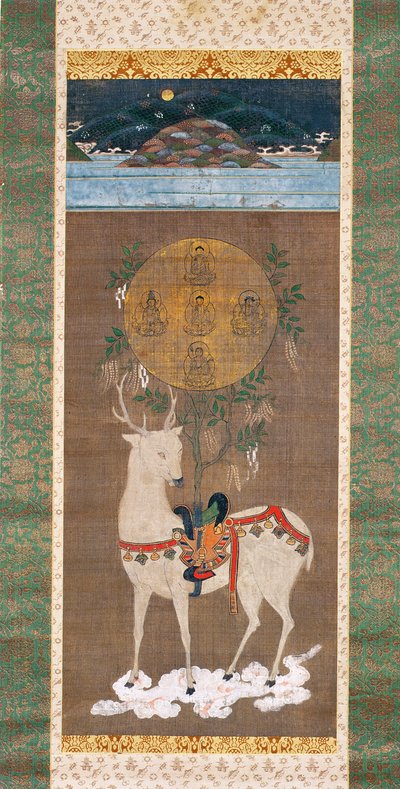 Jelen Kasuga s mandalou, období Muromachi (1392-1573) (malba na hedvábí) od Japanese School