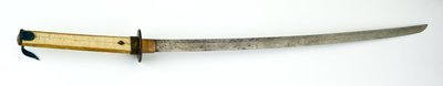 Katana neboli meč (ocel, měď, mosaz, rayskin, dřevo a tkanina) od Japanese School