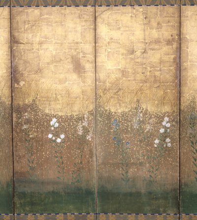 Měsíc v Musashi Plain (barva a zlato na papíře) od Japanese School