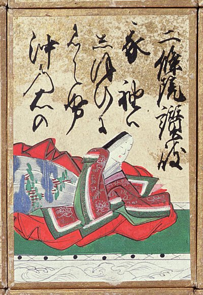 Jedna ze sady hracích karet se 100 básníky a básněmi, prodávaných na výstavě Universelle v Paříži v roce 1867 od Japanese School